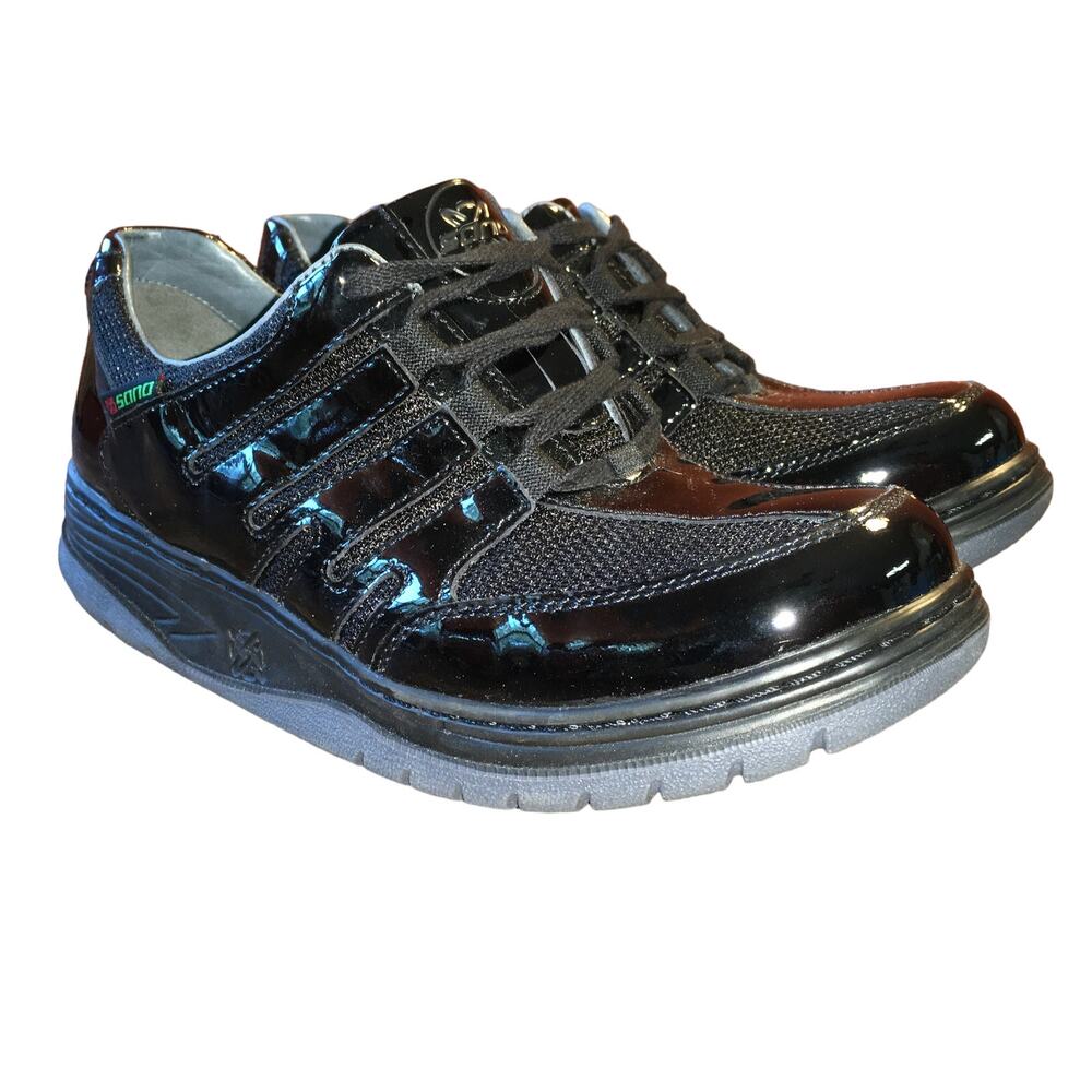 Mephisto Sano Escape Black Patent Leather Athletic Sneaker 7.5 Walking Shoe